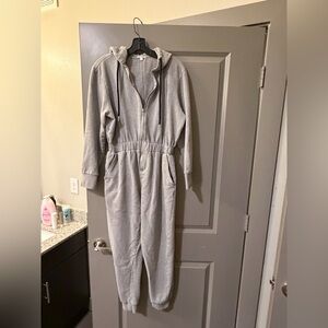 We Wore What fleece sweat jumpsuit grey small